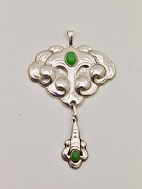 Are Nouveau pendant with green cabochon agates