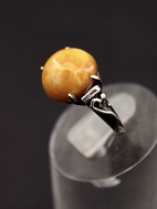 Sterling silver vintage ring with amber