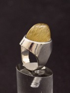Sterling silver vintage ring with amber