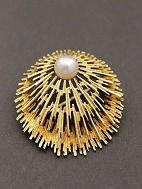 !4 karat vintage broche med gte perle solgt