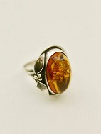 Sterling slv ring strrelse 54 med rav solgt