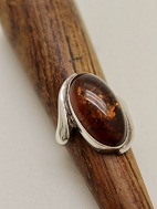 Sterling slv ring  med rav