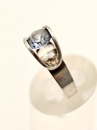 Sterling slv ring strrelse 56 med aquamarin