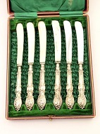 6 frugt knive 17 cm. med hndtag sf sterling slv i original box