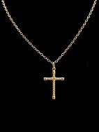 14 karat guld halskæde 46,5 cm. med 18 karat guld kors