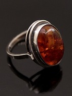 Sterling slv ring strrelse 52 med rav