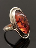 Sterling slv ring strrelse 50 med rav