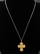 14 karat guld halskæde 42,5 cm. og Dagmar kors