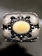 Art nouveau sterling slv broche med cabochon sleben elfenben