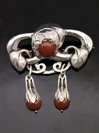 Art nouveau 830 slv broche med rav