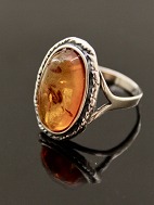 Sterling slv ring  med rav