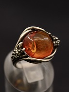 Sterling slv ring med rav