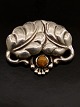 Art Nouveau 830 silver brooch with amber
