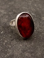 Sterling slv ring med rav