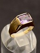 14 karat guld ring med rosa farvet sten
