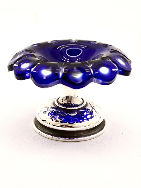 Salt celler blue crystal on silver plated base