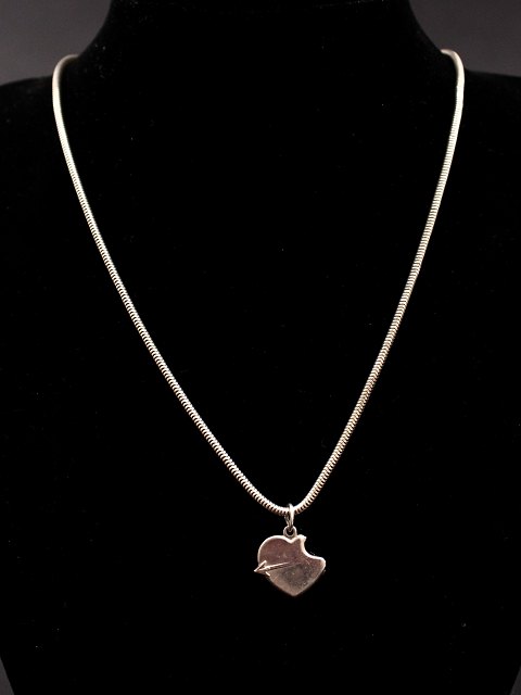 Sterling sølv halskæde 43 cm. og hjerte vedhæng
