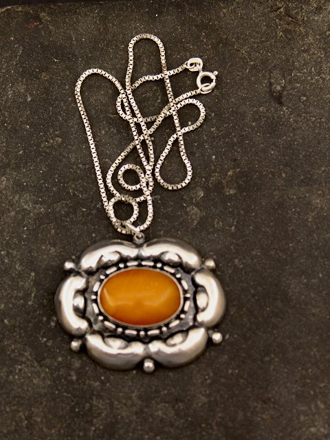 Art nouveau 830 sølv broche som vedhæng