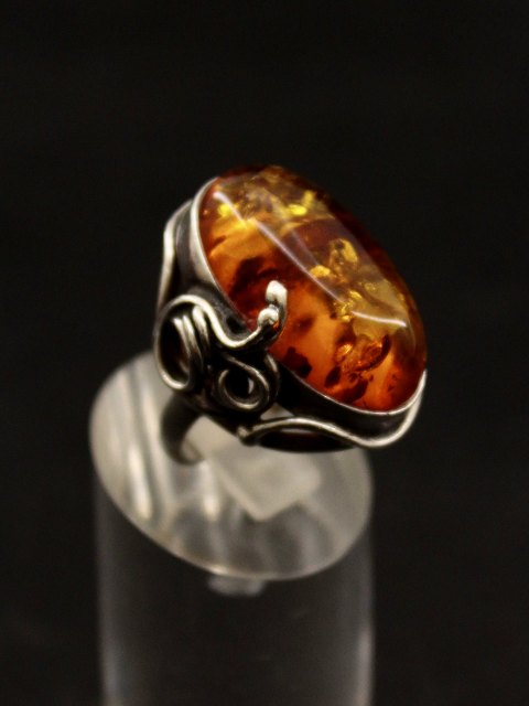Sterling sølv ring med rav
