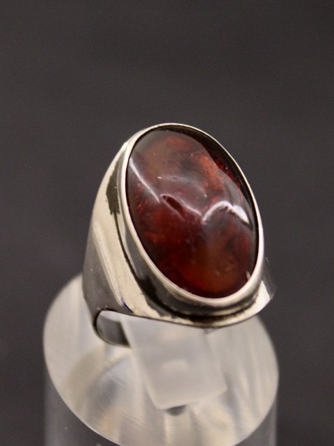 830 silver vintage ring  with amber